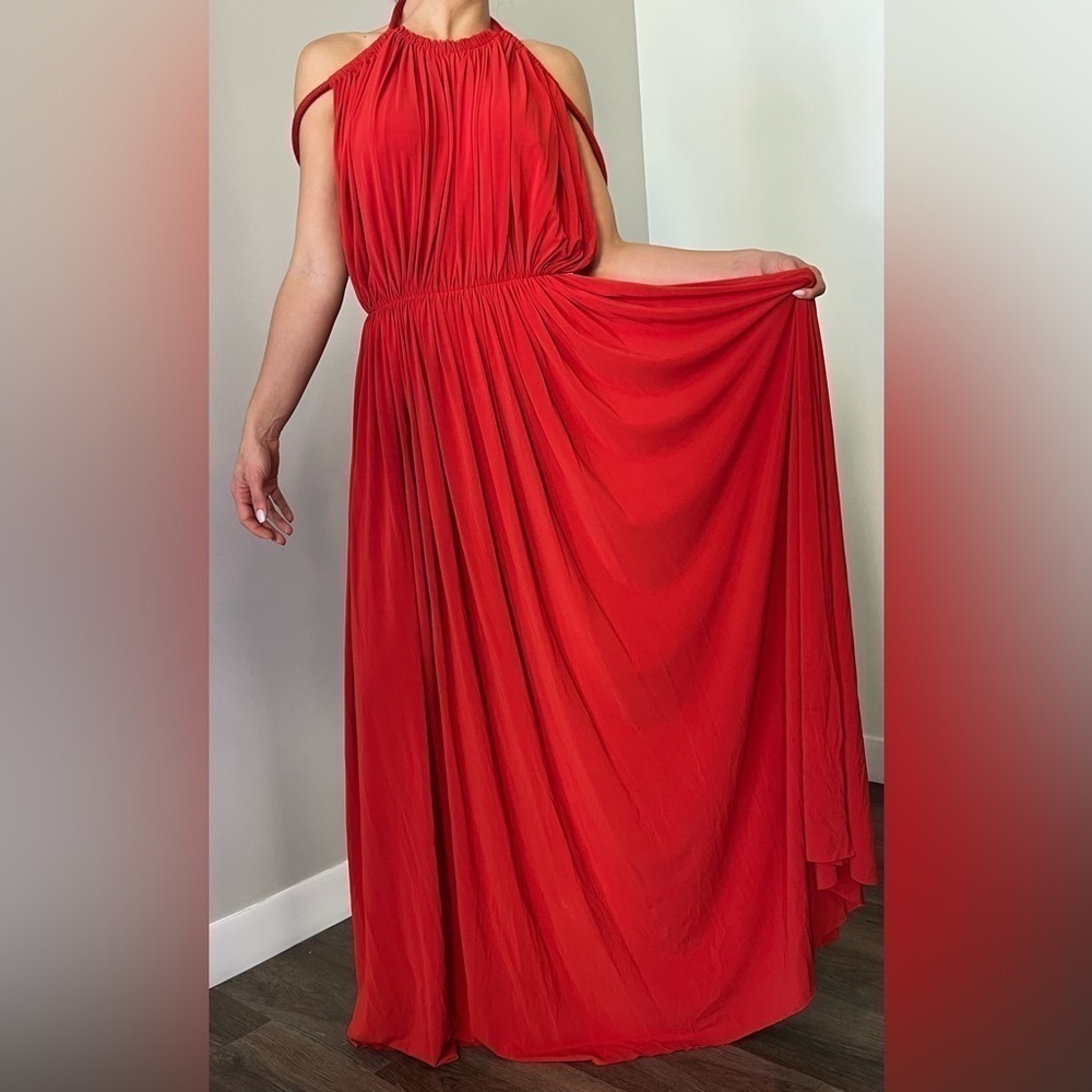 Lanvin Red Grecian Style Dress Gown - Picture 8 of 11
